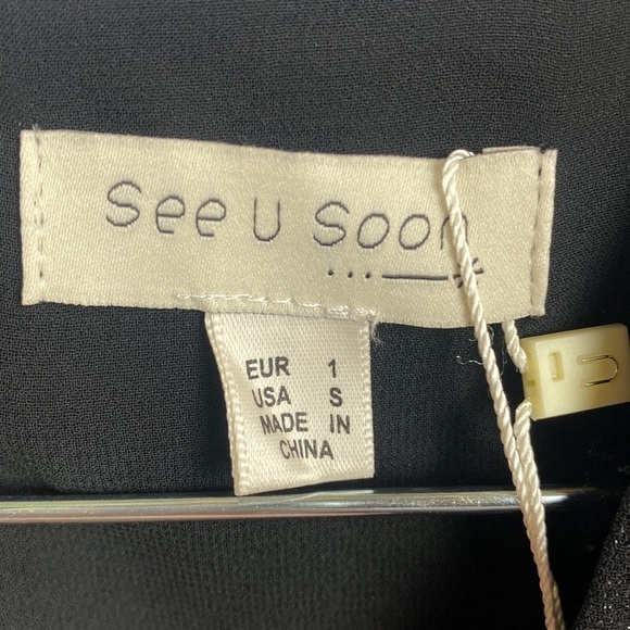 Anthropologie See U Soon Black Sparkle Elegant Long Sleeve Mini Dress - Size S - Picture 8 of 16